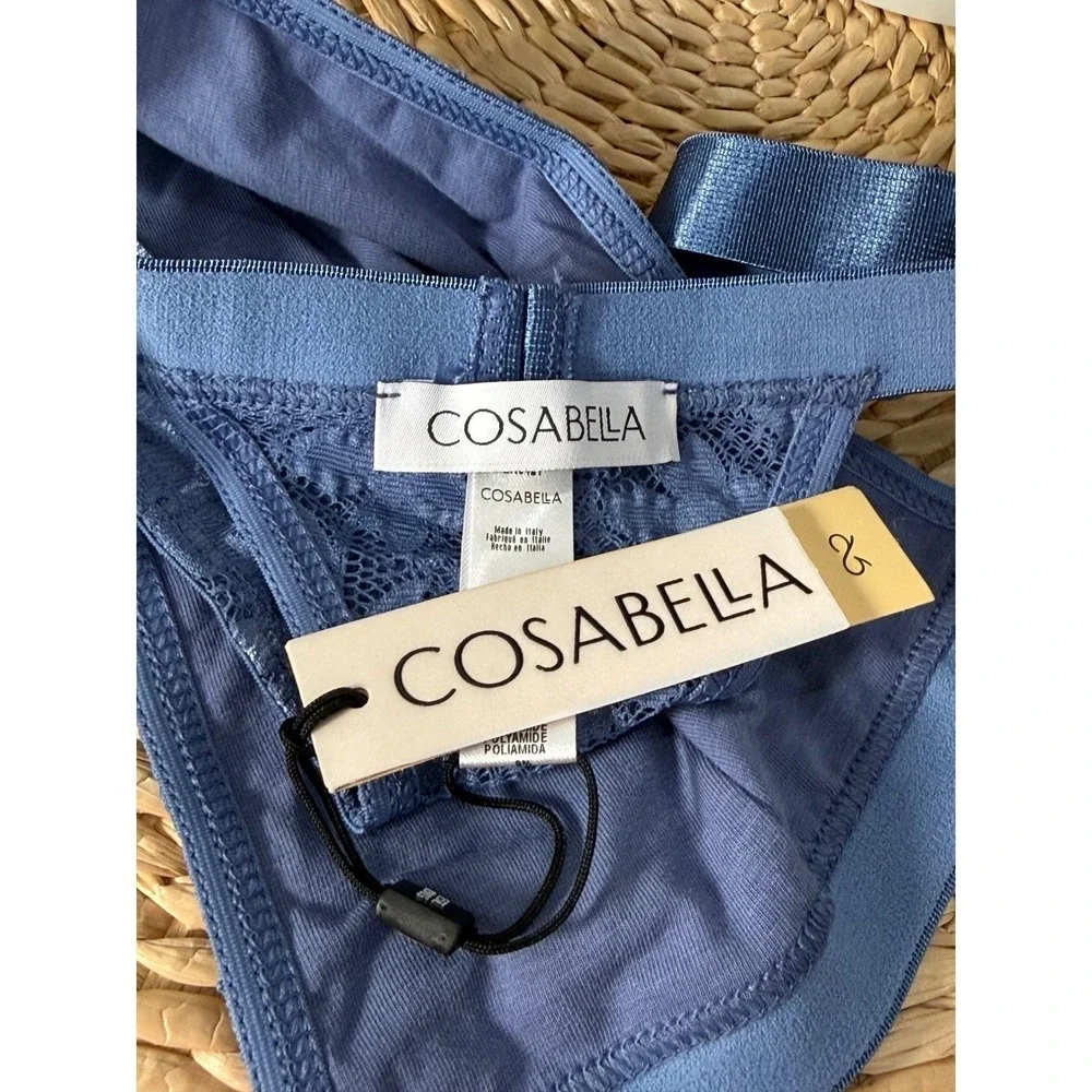 Cosabella Never Say Never Sheer Lace Men's Thong Blue‎ NWT L